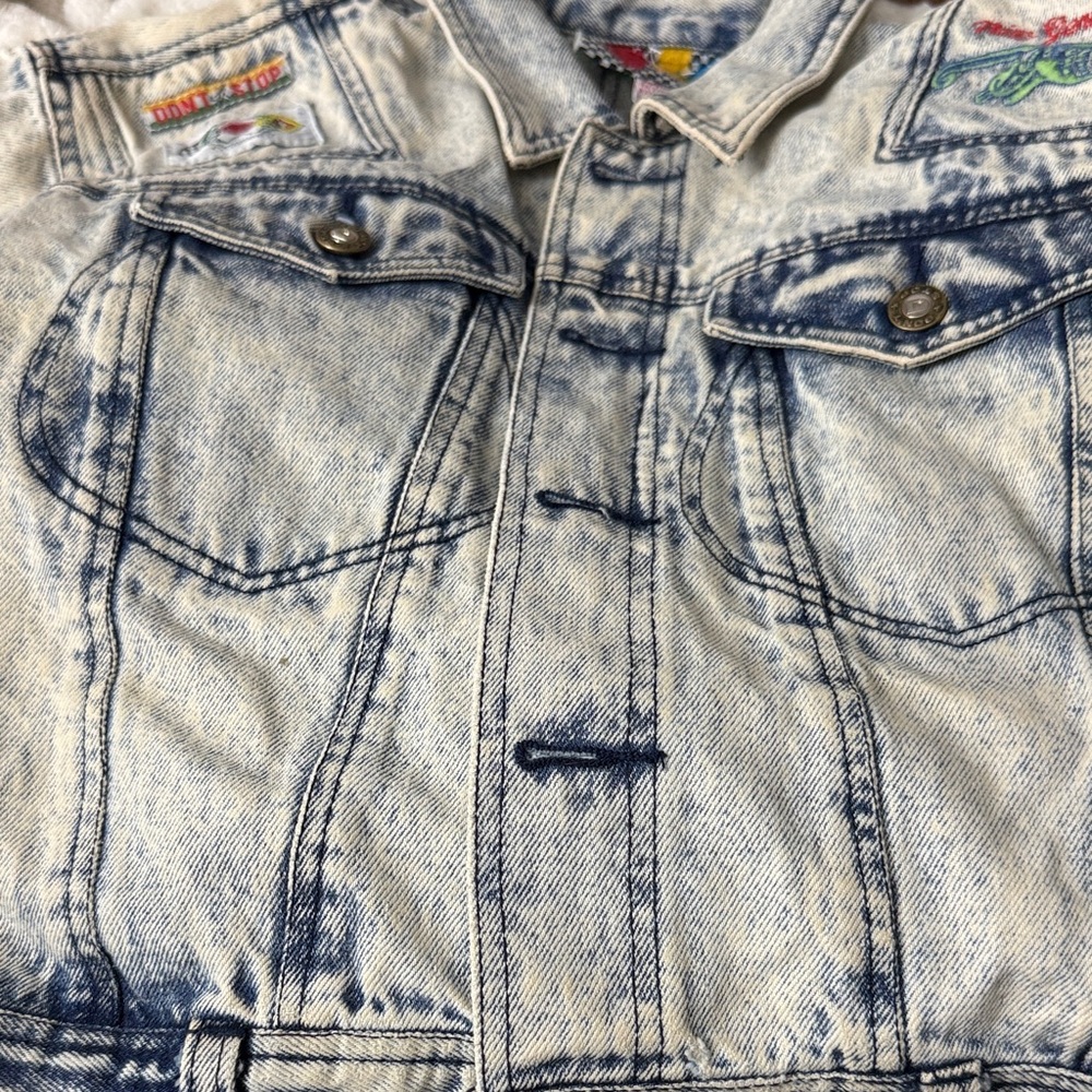 Don’t Stop Vintage Acid Wash Denim Jacket Size Small